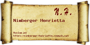 Nimberger Henrietta névjegykártya